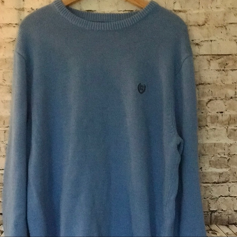 Men’s Chaps Crewneck Sweater Blue Cotton Large
